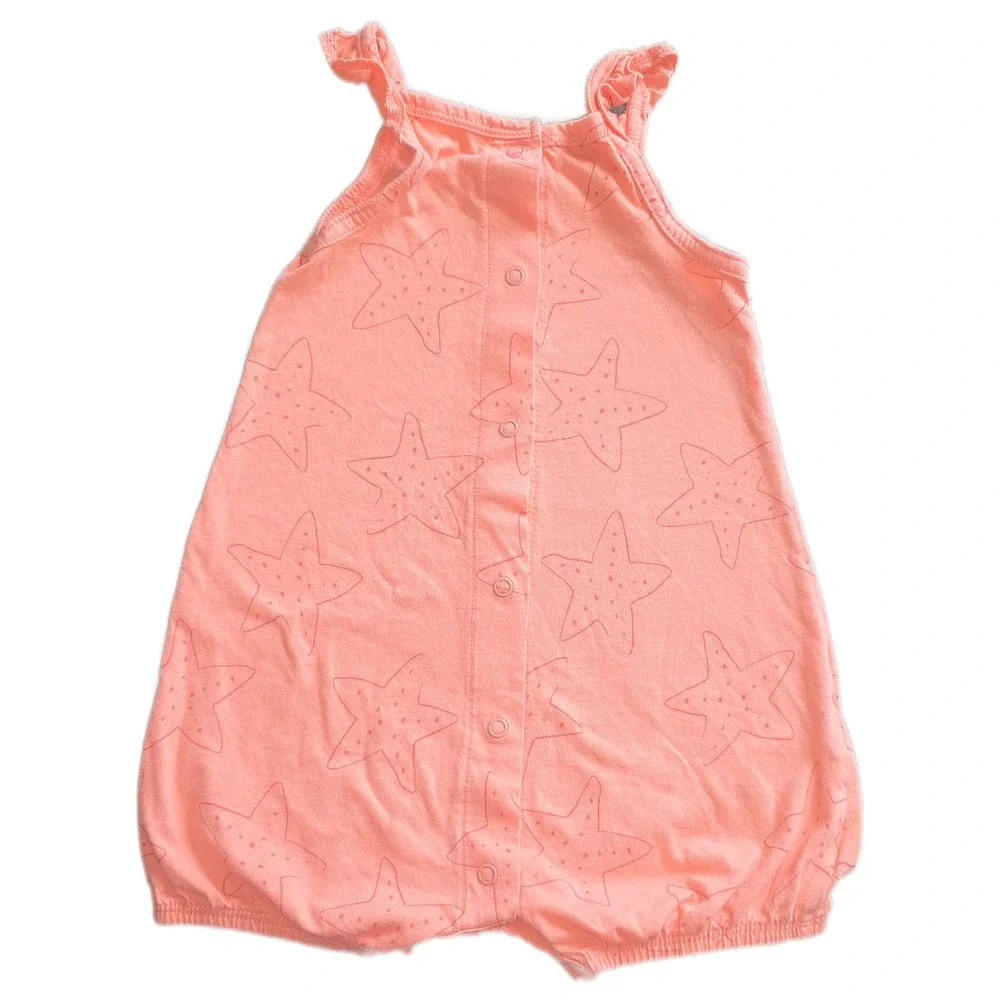 Carters Baby Girls Coral Pink Starfish Bubble Romper 18M 1S957510 Cotton Snap Up